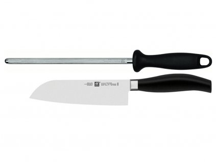 Santoku Messer FIVE STAR mit Wetzstahl, Zwilling