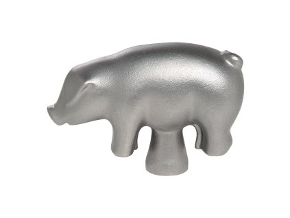 Deckelknauf Tierknopf SCHWEIN, Silber, Staub