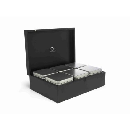 Teekiste mit 6 Teedosen für losen Tee, schwarz, Bredemeijer