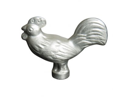 Deckelknauf Tierknopf ROOSTER, Silber, Staub