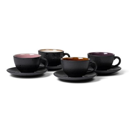 Teetasse mit Untertasse, 4er-Set, 240 ml, schwarz/mix, Bitz