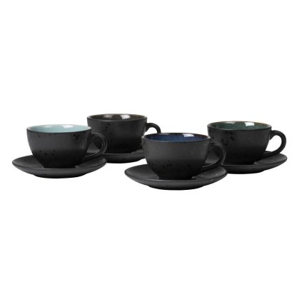 Teetasse mit Untertasse, 4er-Set, schwarz, Bitz