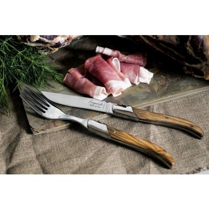 Steakgabel Set LAGUIOLE LUXURY,6-teilig, Olivenholz-Griff, Laguiole