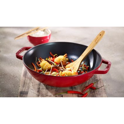 Wok 30 cm, mit Glasdeckel, graphitgrau, Staub