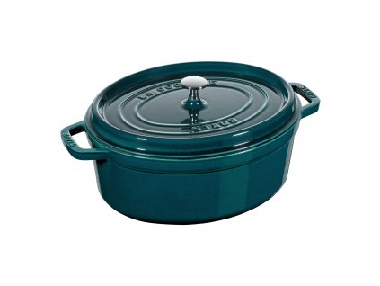 Cocotte 31 cm, meerblau, Gusseisen, Staub