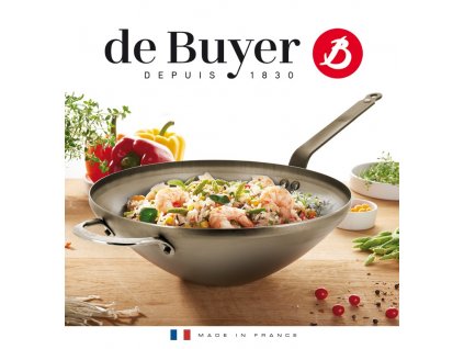 Wok mit flachem Boden MINERAL B 28 cm, Stahl, de Buyer