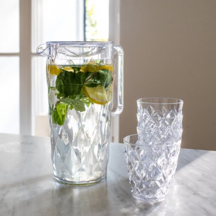 Wasserkrug und Trinkgläser CRYSTAL, 4er-Set, 250 ml/ 1,6 l, Koziol