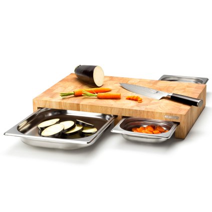 Schneidebrett 50 x 32,5 cm, mit Schubladen, braun, Holz, Continenta