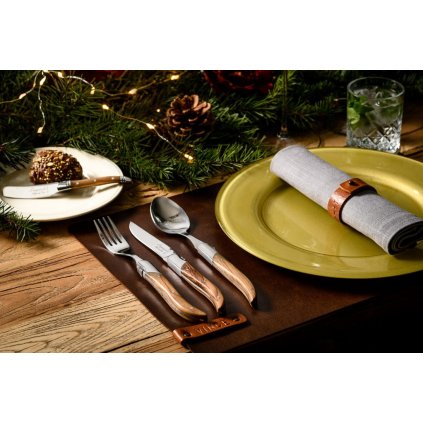 Besteckset LUXURY, 16-teilig, Olivenholz-Griff, Laguiole
