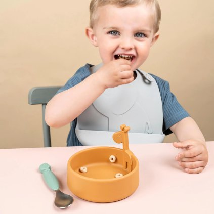 Kindergeschirrset PEEKABOO, 3-teilig, mit Lätzchen, Done by Deer
