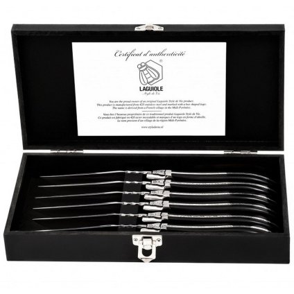 Steakmesser LUXURY, 6-teilig, schwarz, Ebenholz-Griff, Laguiole