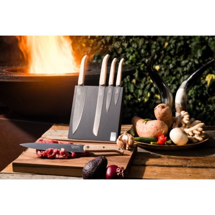 Messerset, 6-teilig, mit Magnetständer INNOVATION, Eiche, Laguiole