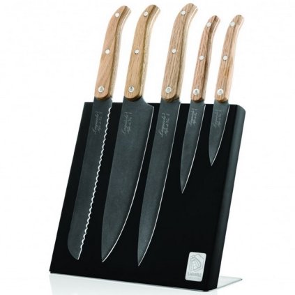 Messerset, 6-teilig, mit Magnetständer INNOVATION, Eiche, Laguiole