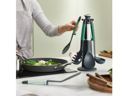 Utensilien-Set ELEVATE 10540, 6-teilig, mit Drehständer, grau / grün, Joseph Joseph