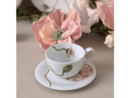 Teetasse mit Untertasse HAMMERSHOI POPPY, 380 ml, weiß, Kähler