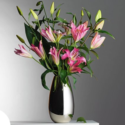 Vase ANAIS, 30 cm, Silber, Metall poliert, Philippi