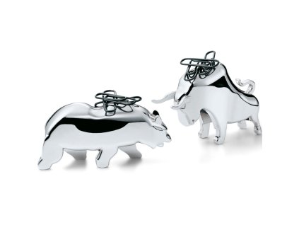 Büroklammerhalter BULL & BEAR, 2er-Set, Nickel, poliert, Philippi