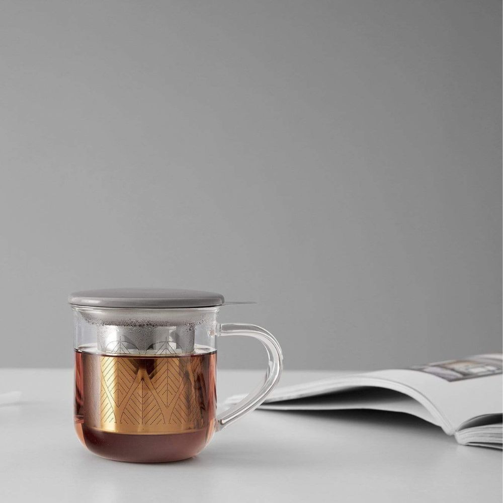 Glastasse mit Teesieb MINIMA EVA 400 ml, Wollgrau, Viva Scandinavia
