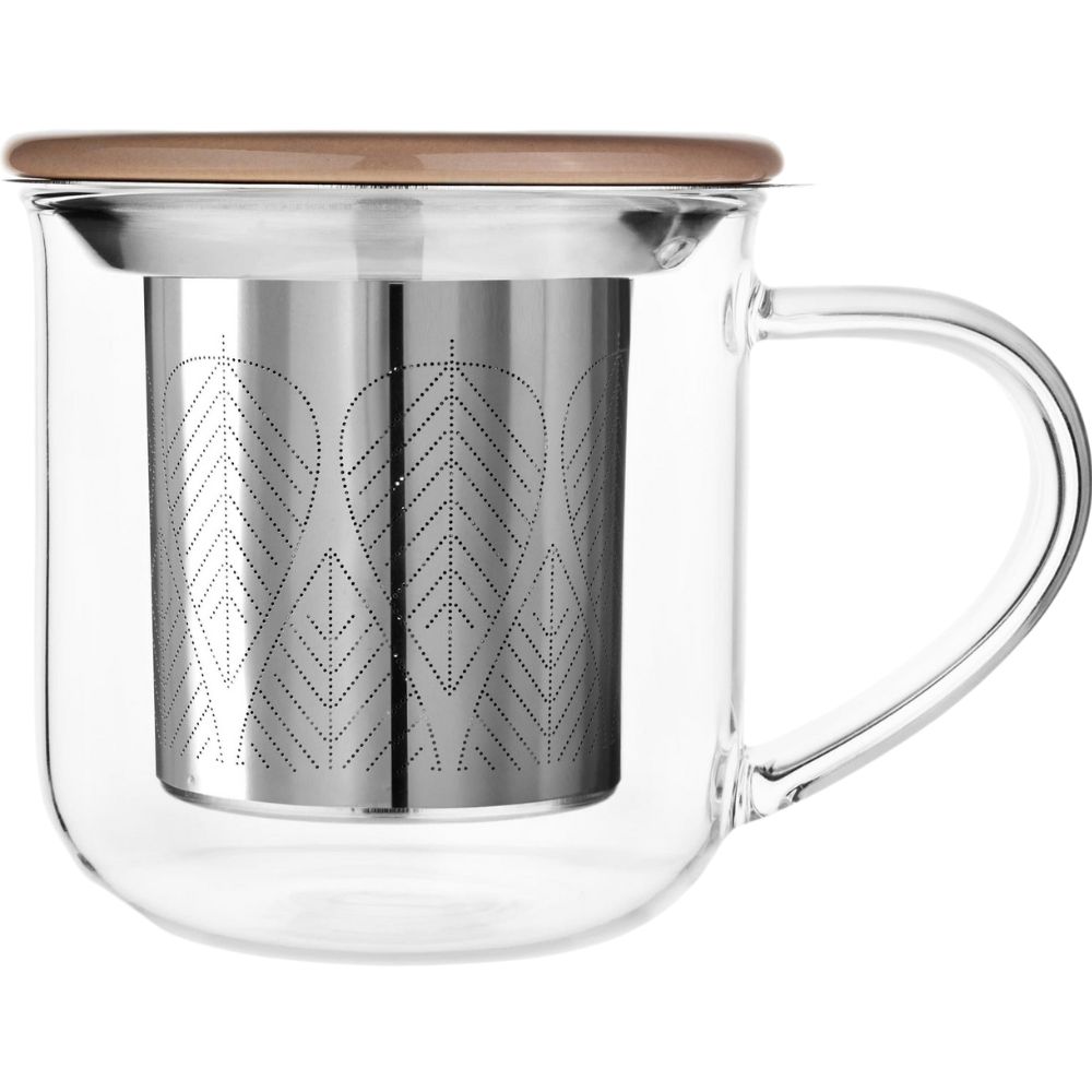 Glastasse mit Teesieb MINIMA EVA 400 ml, Puderbraun, Viva Scandinavia