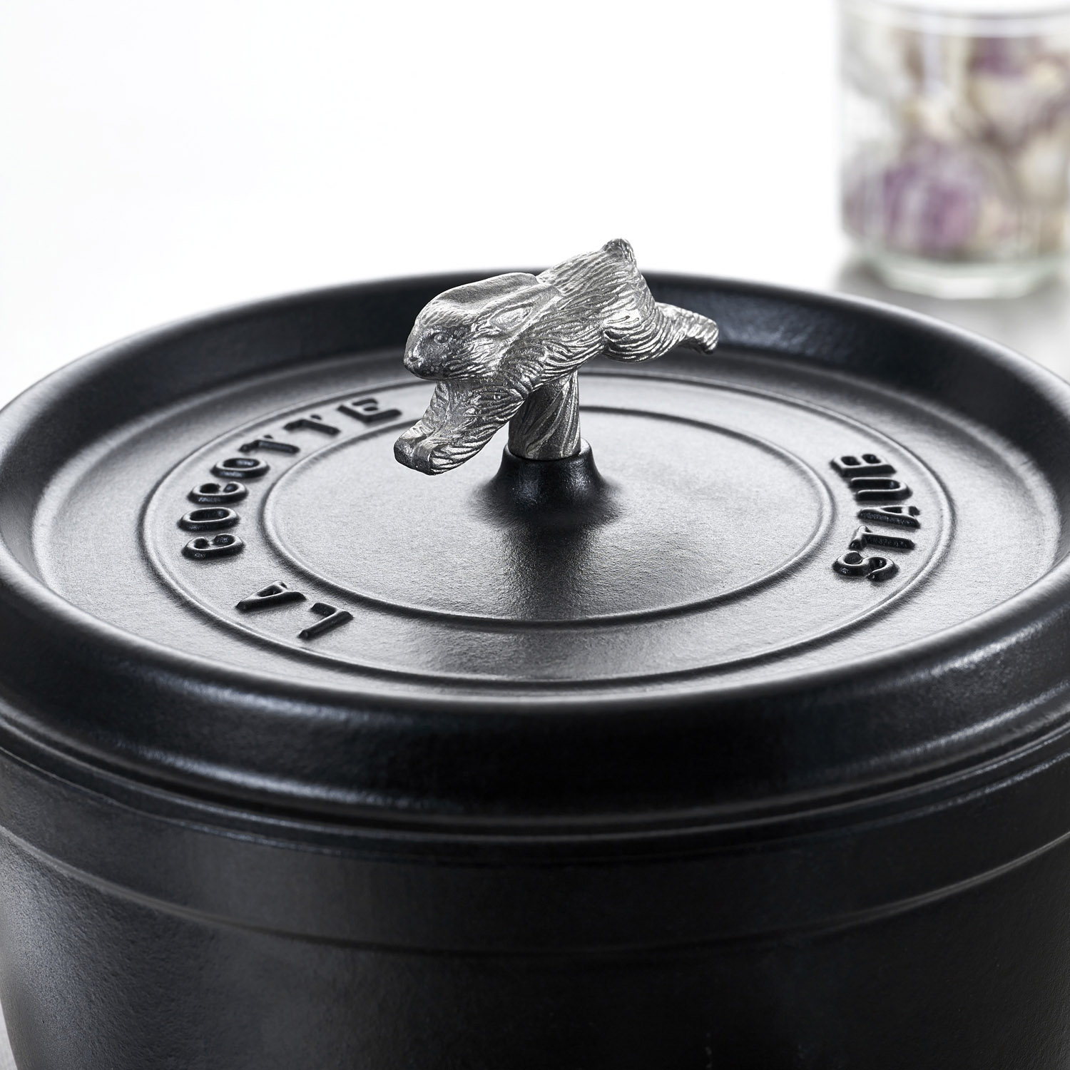 Deckelknauf Tierknopf RABBIT, silber, Staub