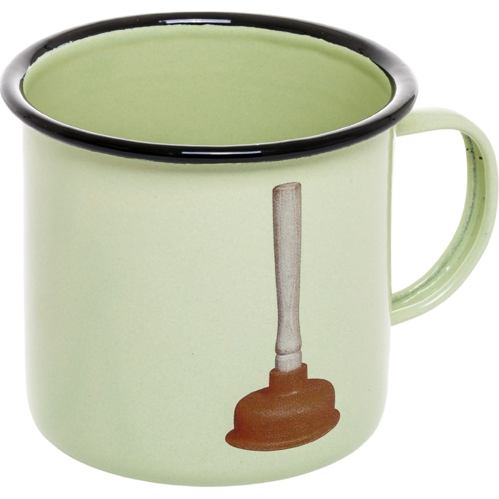 Becher TOILETPAPER PLUNGER 10 cm, grün, Emaille, Seletti