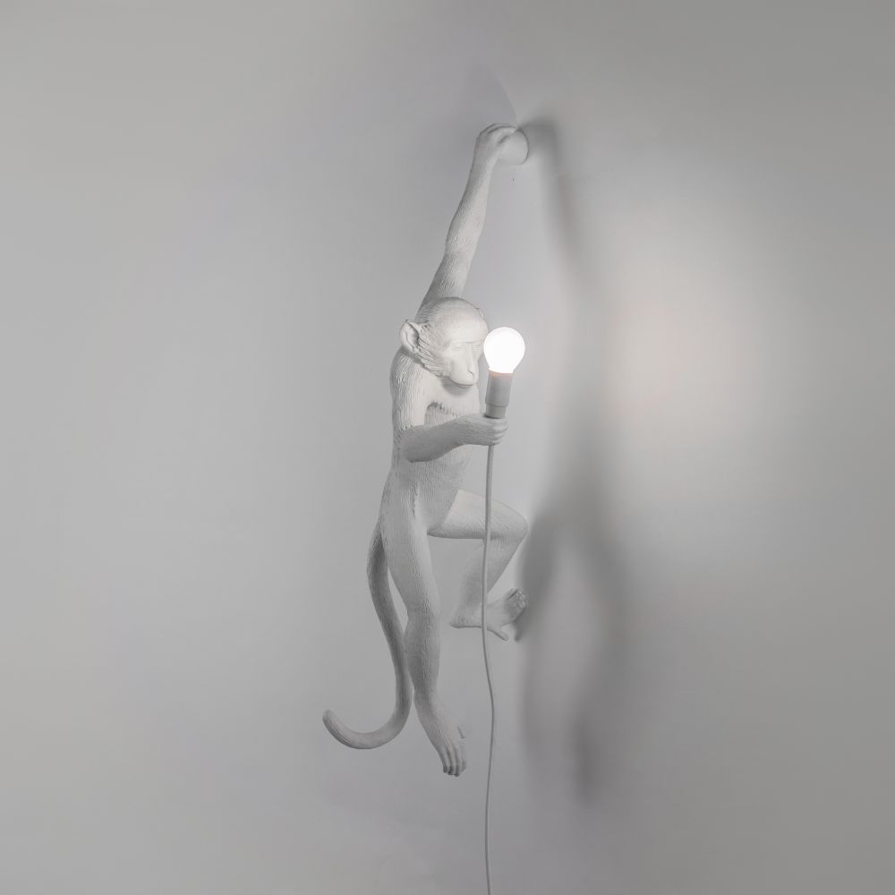 Wandlampe MONKEY HANGING LEFT HAND 76,5 cm, weiß, Seletti
