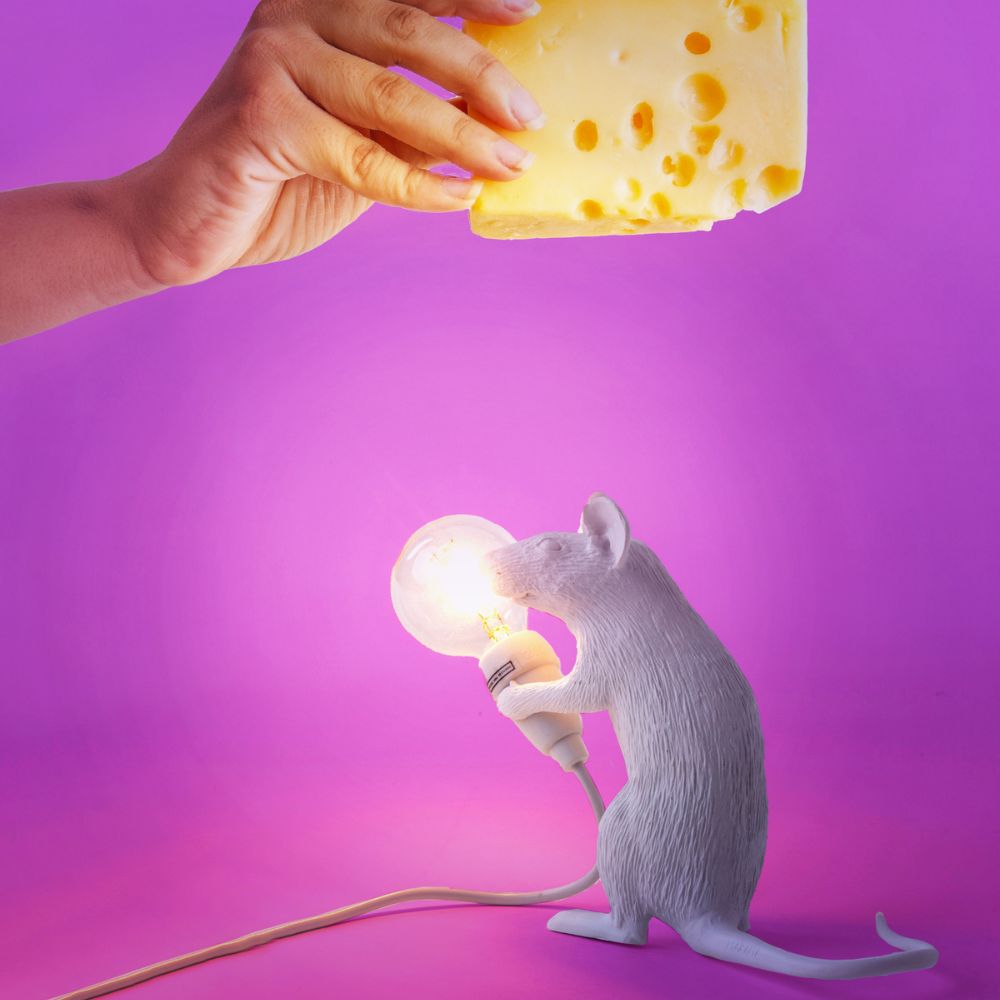 Tischlampe MOUSE SITTING 12,5 cm, USB-Anschluss, weiß, Seletti
