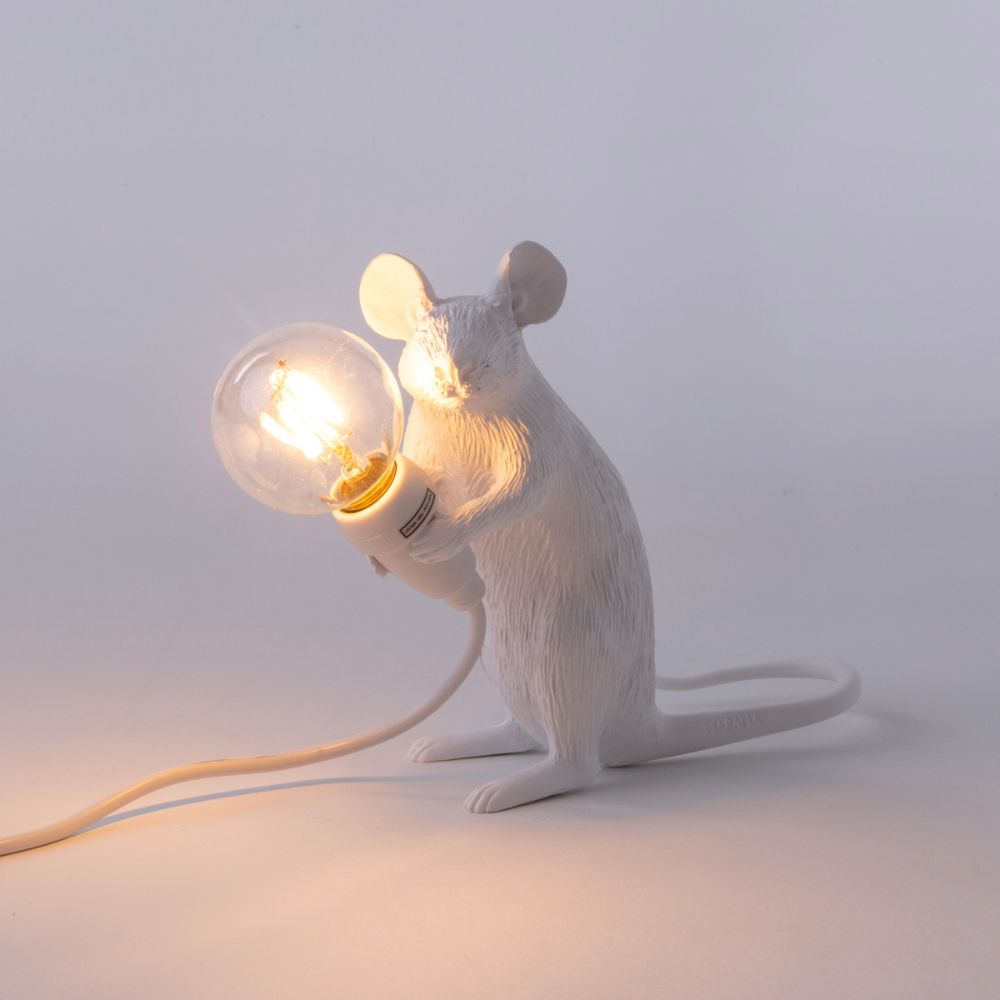Tischlampe MOUSE SITTING 12,5 cm, USB-Anschluss, weiß, Seletti
