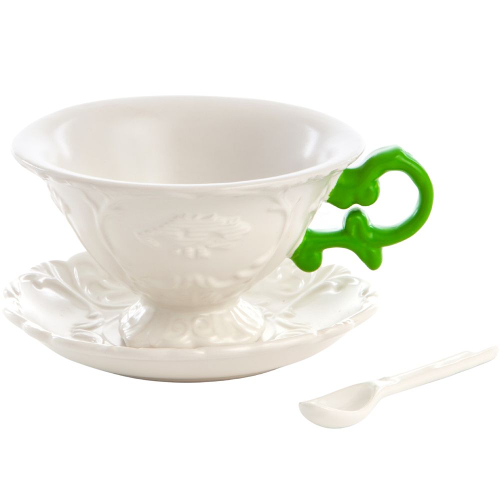 Teetasse mit Untertasse und Löffel I-WARES, grün, Seletti