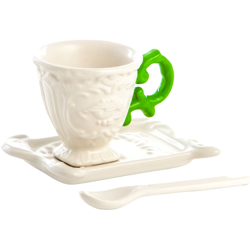 Kaffeetasse mit Untertasse und Löffel I-WARES, grün, Seletti