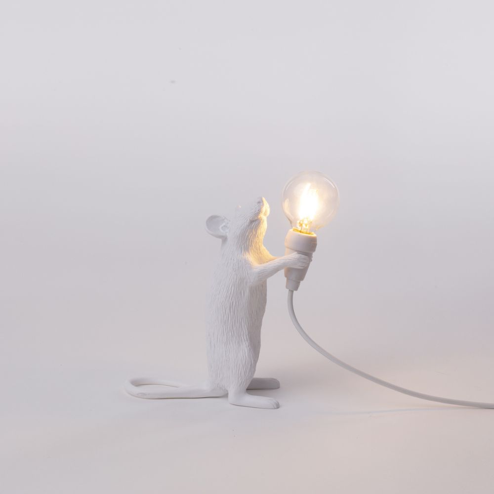 Tischlampe MOUSE STANDING 14,5 cm, USB-Anschluss, weiß, Seletti