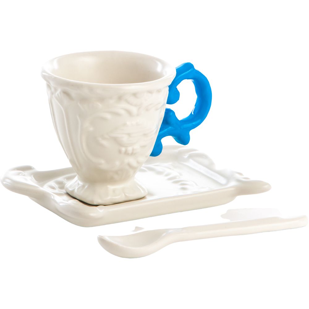 Kaffeetasse mit Untertasse und Löffel I-WARES, hellblau, Seletti