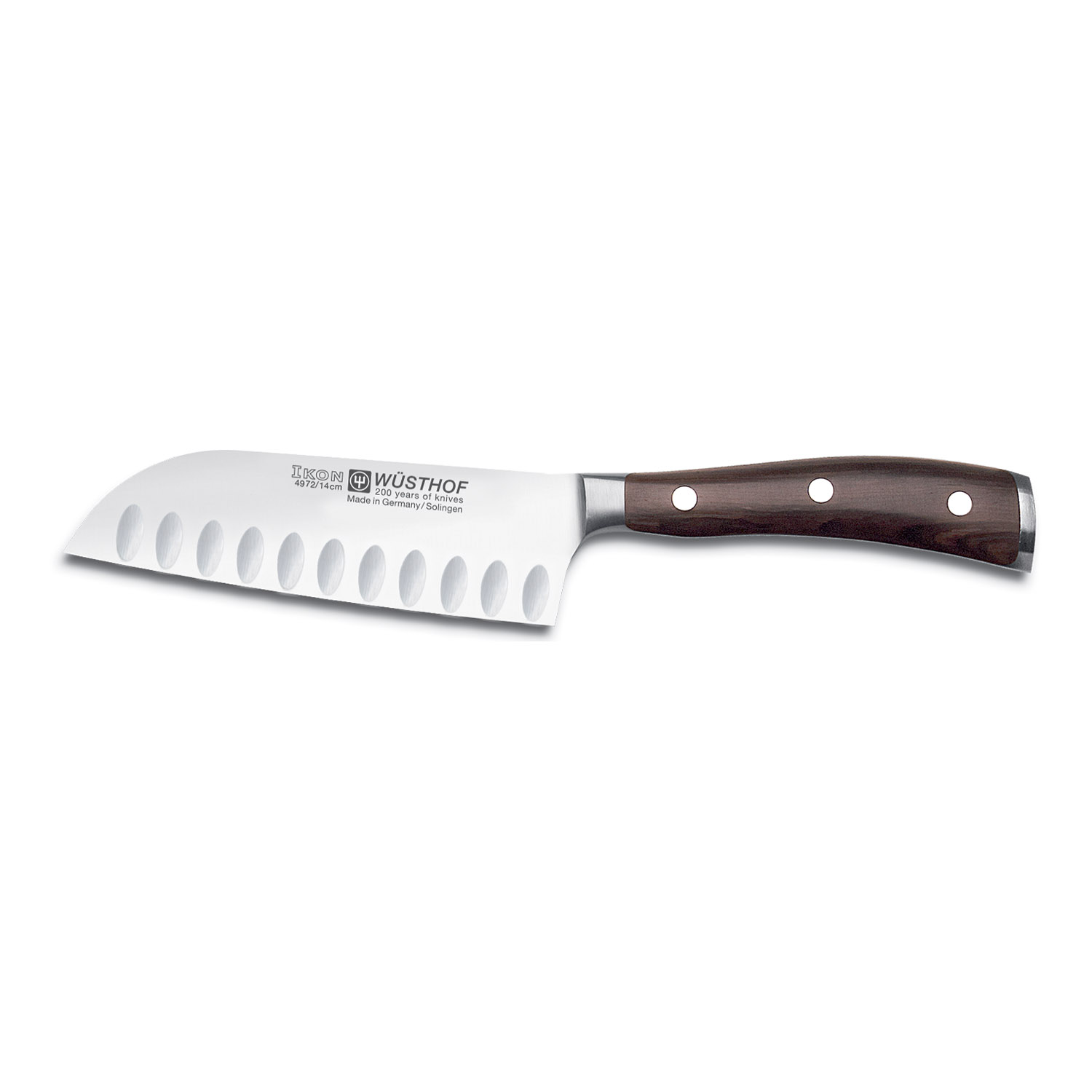 Santoku Messer IKON 14 cm, mit ovalen Rillen, Wüsthof