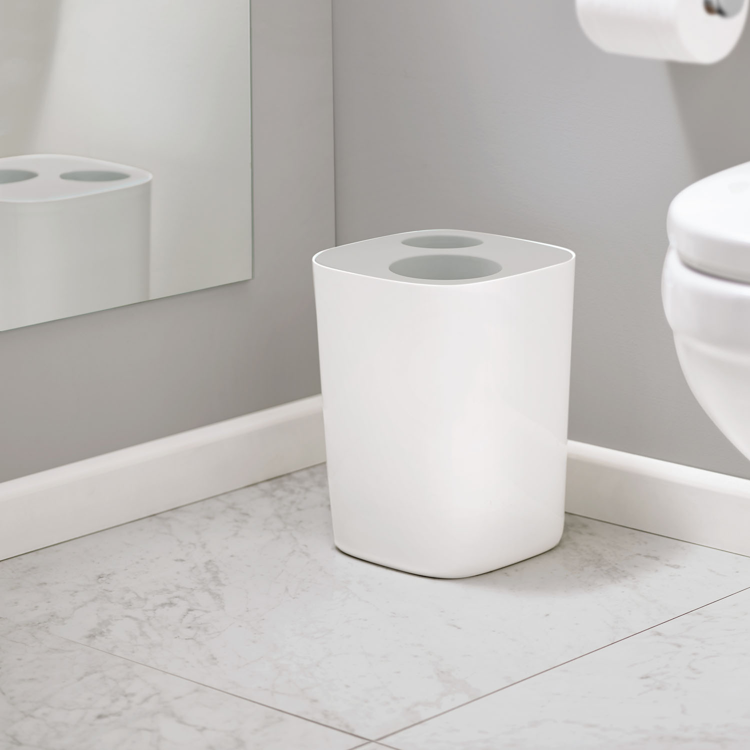 Badezimmer Mülleimer SPLIT, weiß/grau, Joseph Joseph