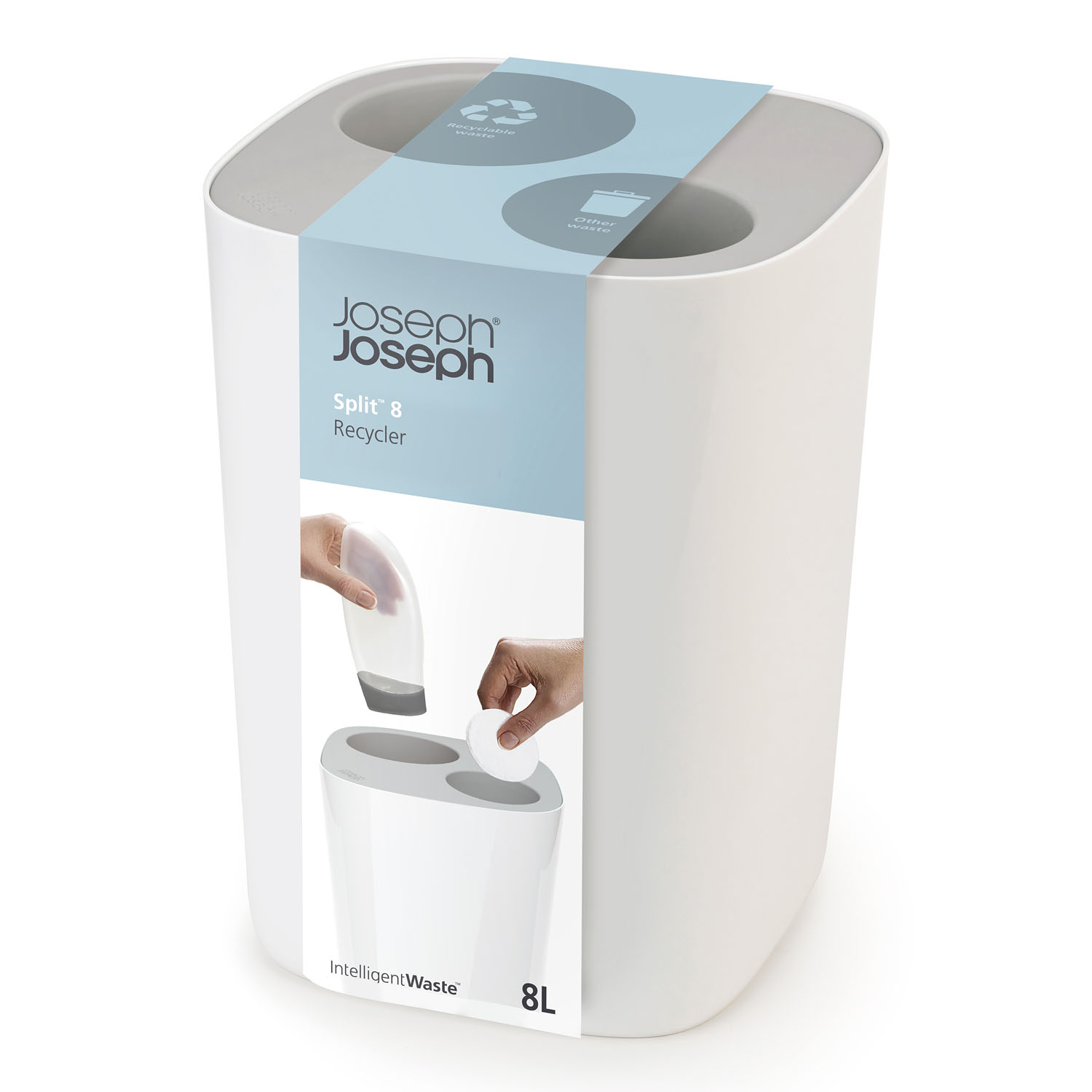 Badezimmer Mülleimer SPLIT, weiß/grau, Joseph Joseph