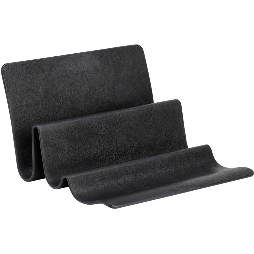 Schreibtisch-Organizer WAVE 18 cm, schwarz, Metall/Leder, Fritz Hansen