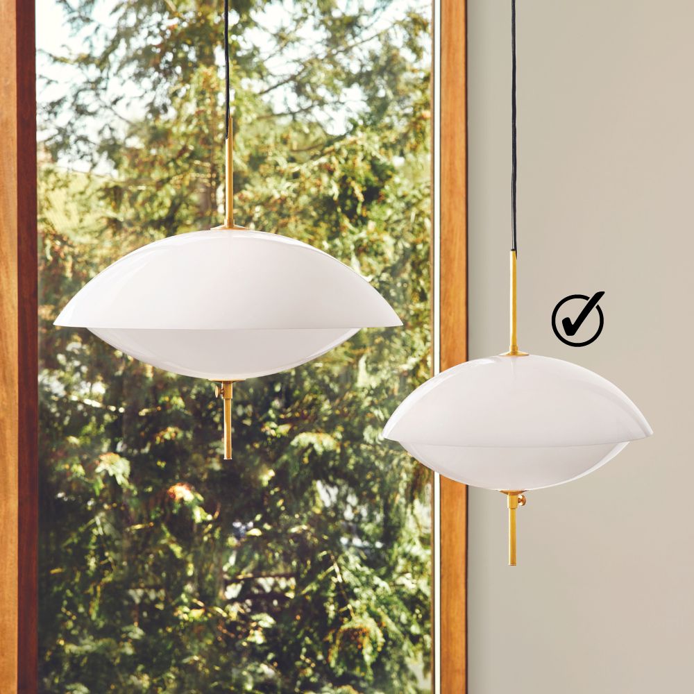 Hängelampe CLAM 44 cm, Weiß/Messing, Fritz Hansen