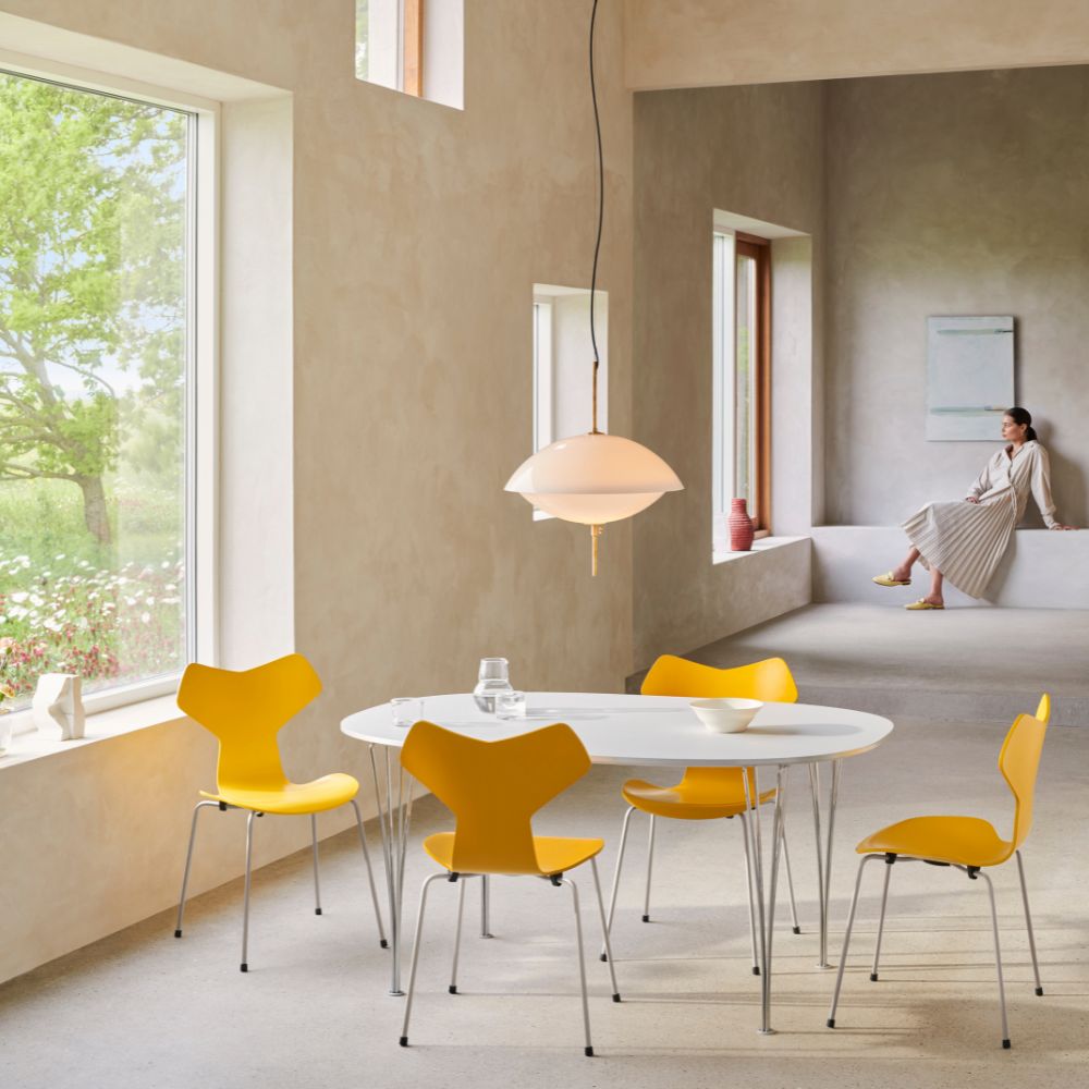 Hängelampe CLAM 44 cm, Weiß/Messing, Fritz Hansen