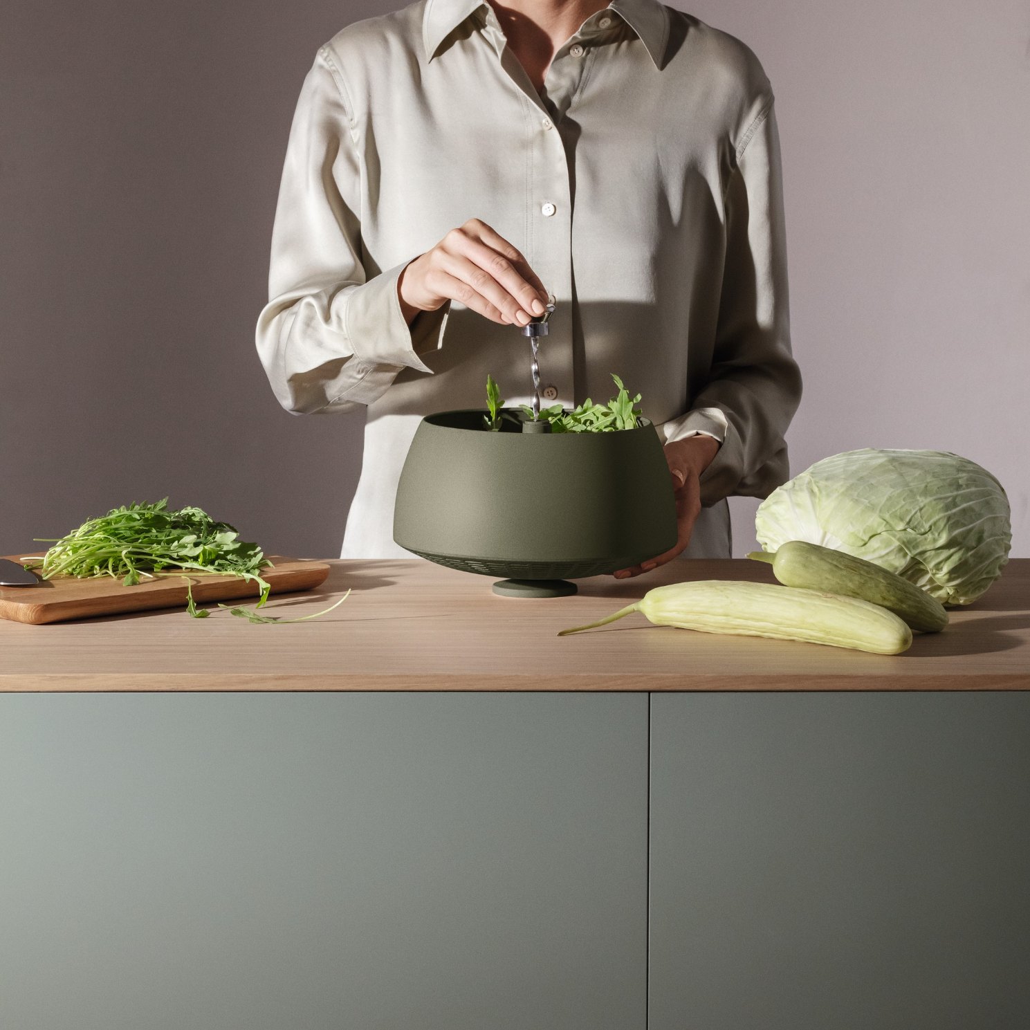 Salatschleuder GREEN TOOL 24 cm, grün, Edelstahl/Kunststoff, Eva Solo