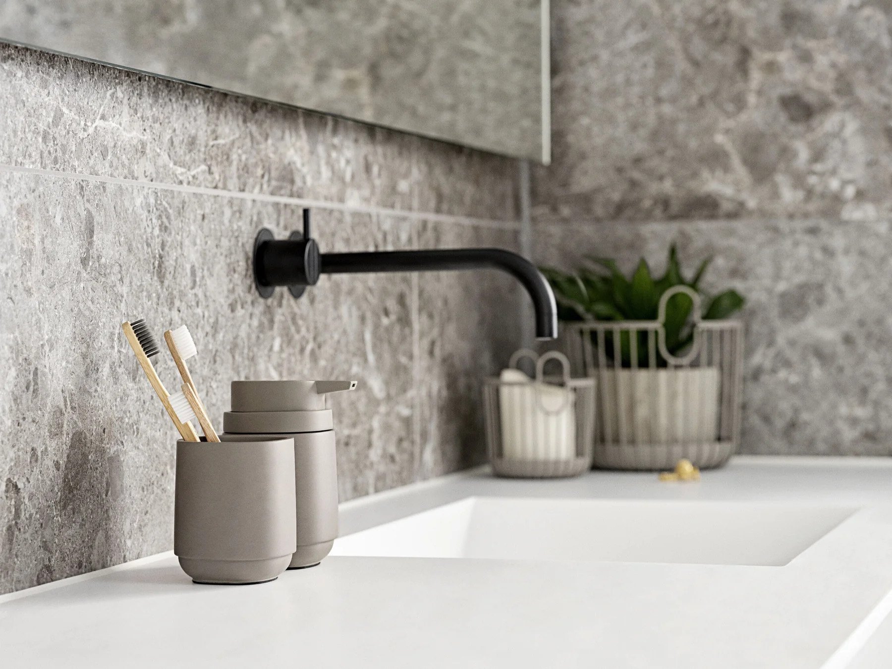 Seifenspender TIME 220 ml, dunkelgrau, Beton, Zone Denmark