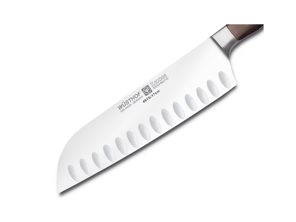 Santoku Messer IKON 17 cm, mit ovalen Rillen, Wüsthof