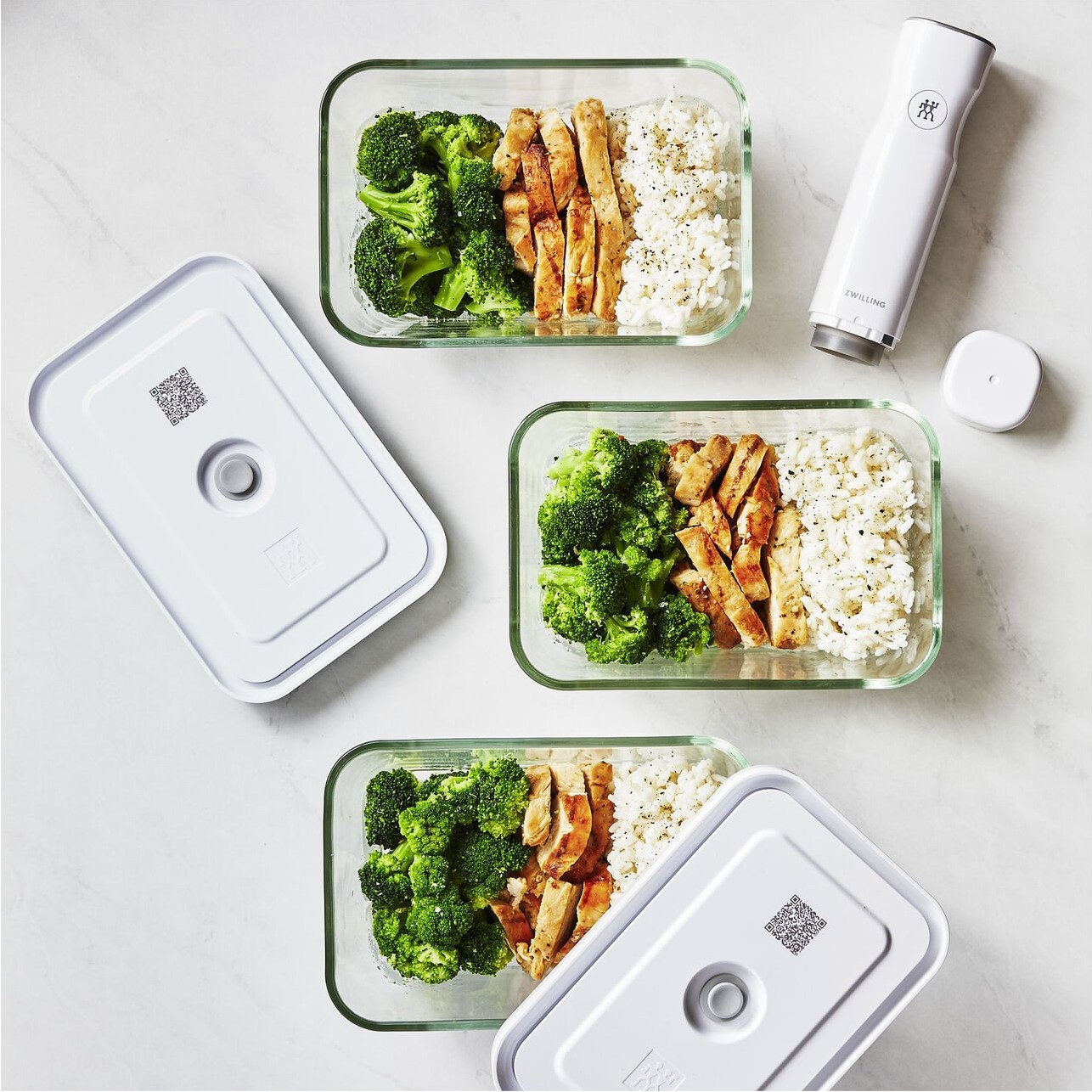 Vakuumbox FRESH & SAVE M 900 ml, weiß, Glasbox, Zwilling