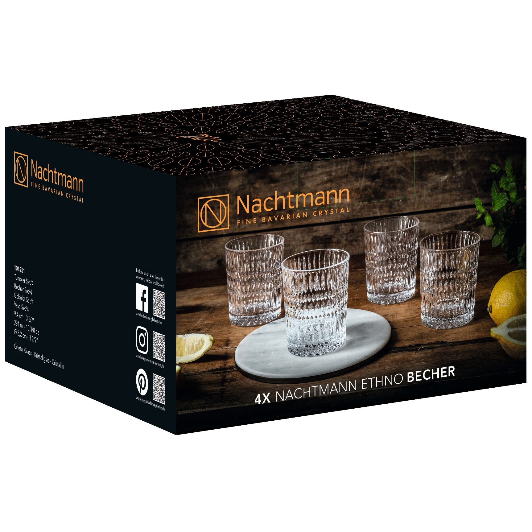 Whiskeygläser ETHNO, 4er-Set, 294 ml, klar, Nachtmann