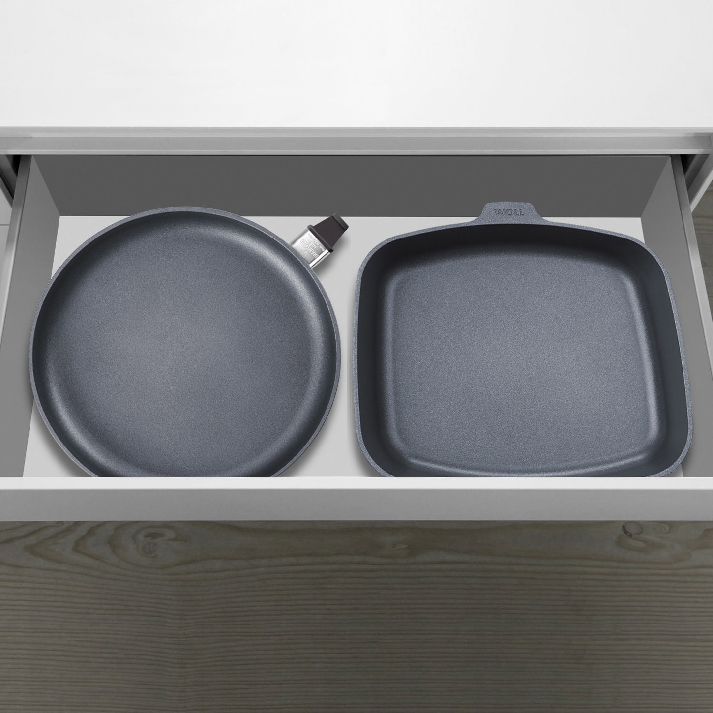 Antihaftpfanne DIAMOND LITE 32 cm, für Induktion, abnehmbarer Griff, WOLL