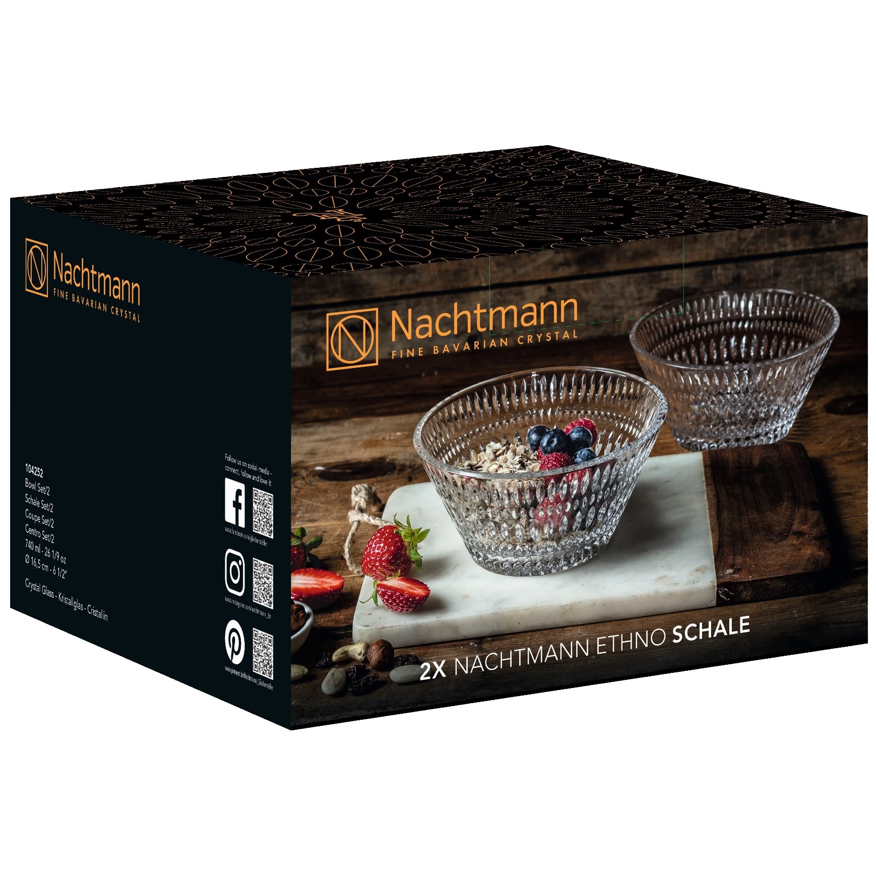 Schalen ETHNO, 2er-Set, 16 cm, klar, Glas, Nachtmann