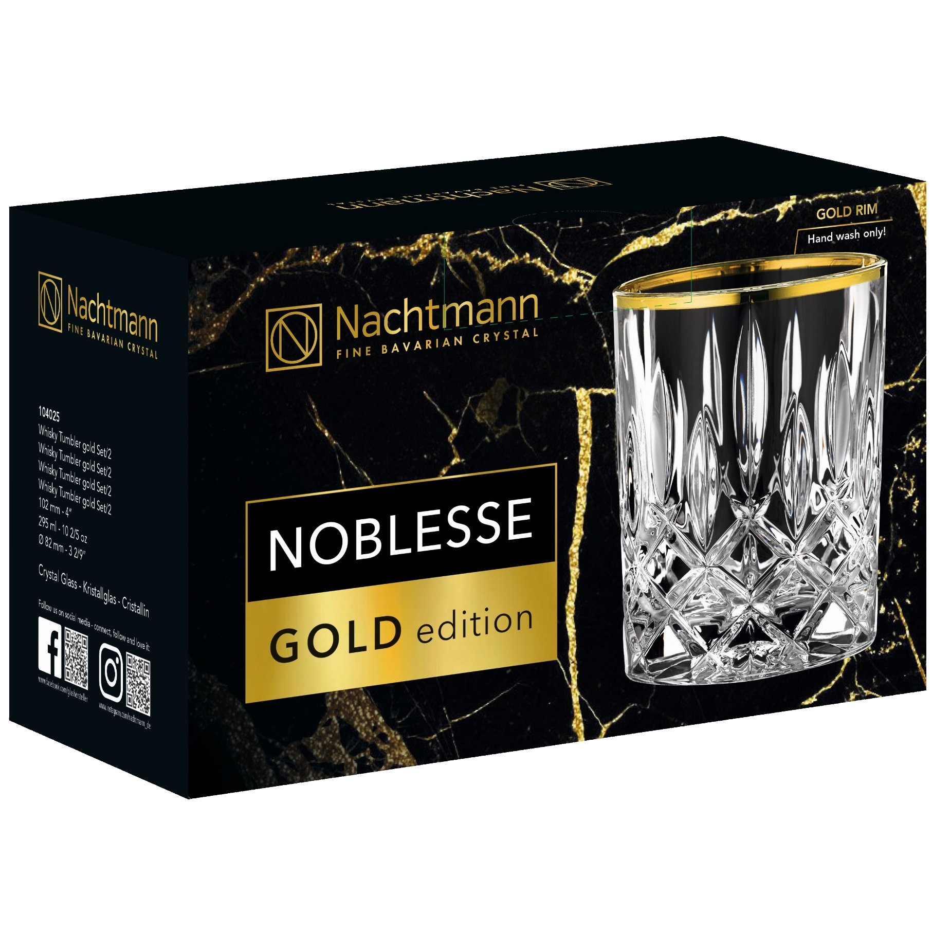 Whiskeygläser NOBLESSE GOLD, 2er-Set, 295 ml, klar, Nachtmann