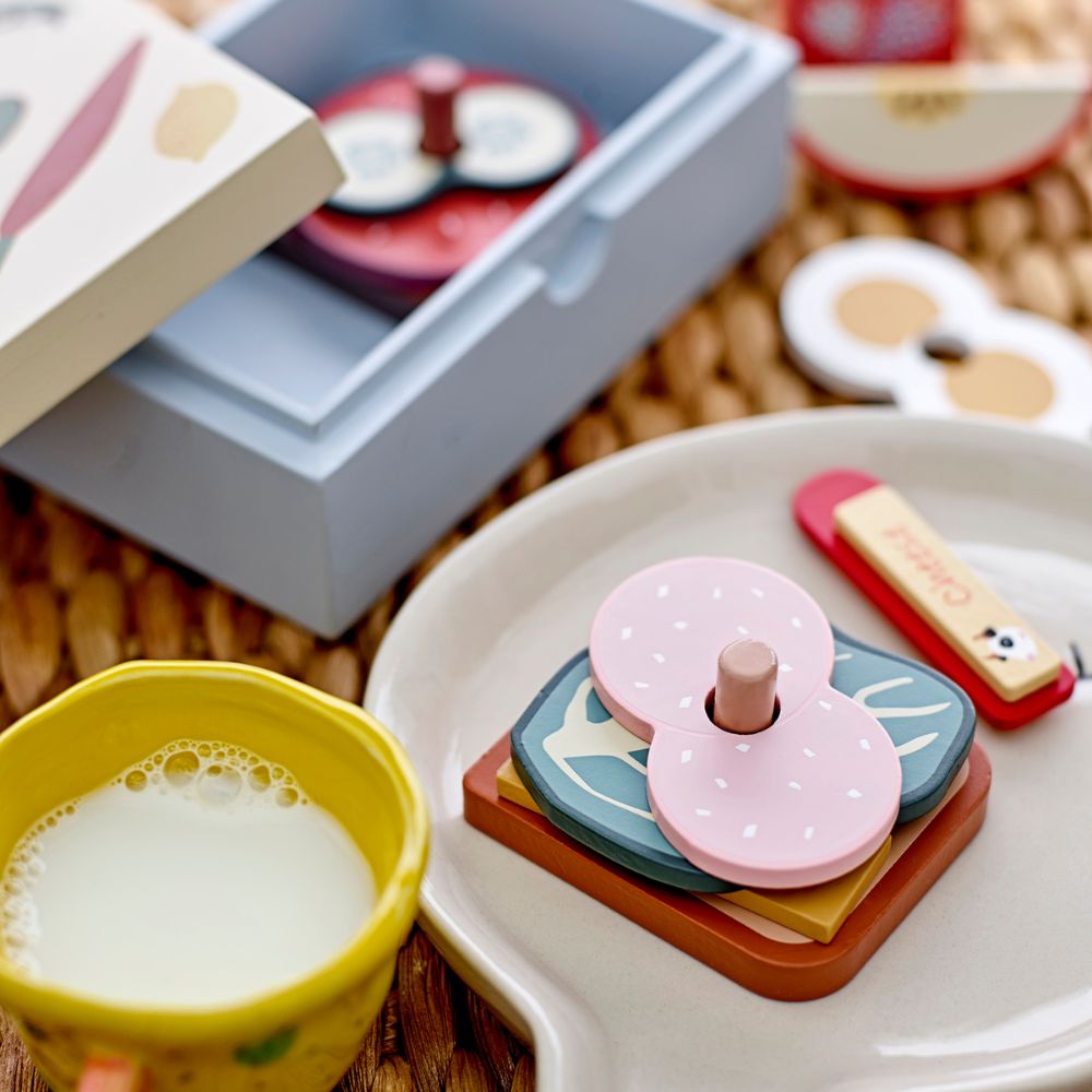 Spielset Lunchbox THYLA, 12-teilig, blau, Holz, Bloomingville