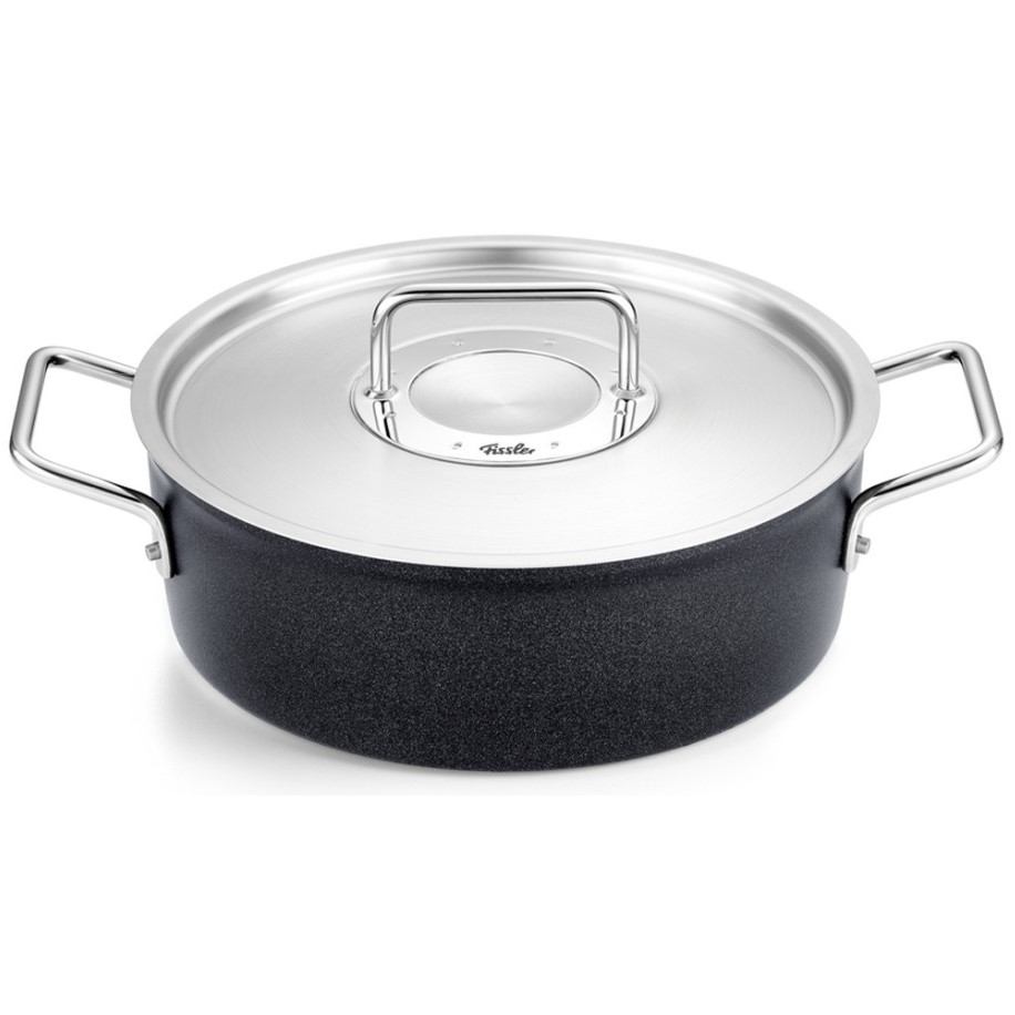 Kochtopf Bratentopf niedrig ADAMANT 24 cm, schwarz, Aluminium, Fissler
