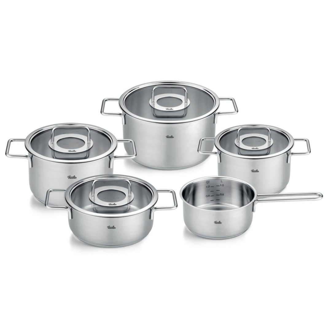 Kochtopfset PURE, 5-teilig, Silber, Edelstahl, Fissler