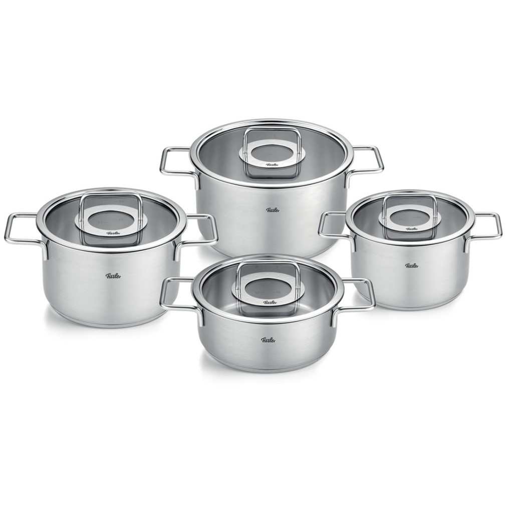 Kochtopfset PURE, 4-teilig, Silber, Edelstahl, Fissler
